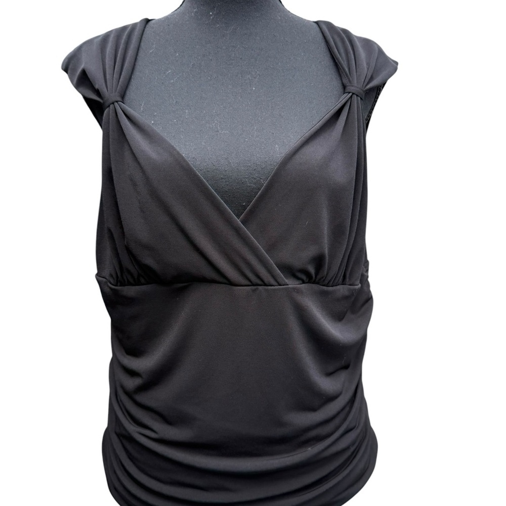 Women's Black Draped V-Neck Sleeveless Camisole